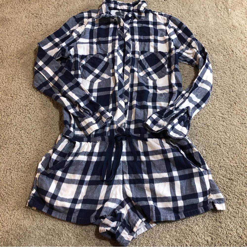 Aerie flannel pajama romper size medium